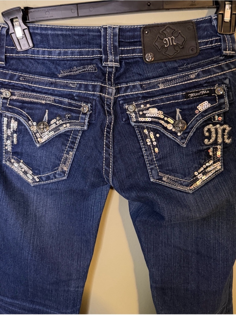 Gorgeous Vintage Miss Me Boot Jeans With Sequin Pockets 31” Inseam